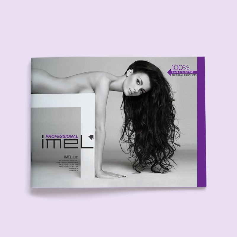Imel Professional hair care product catalogue design by ABC Design Communication with clean and modern visual layout