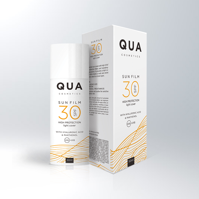 Minimal daily SPF cream packaging design by ABC Design Communication with clean sun protection visual identity