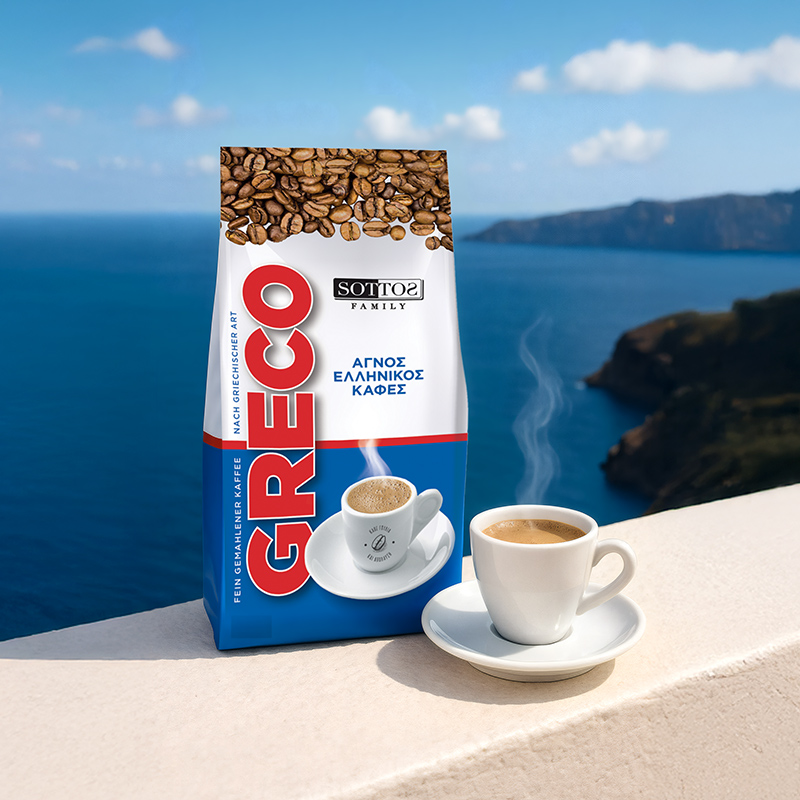 Sottos Family Greek coffee packaging redesign by ABC Design Communication, inspired by Greek coffee culture