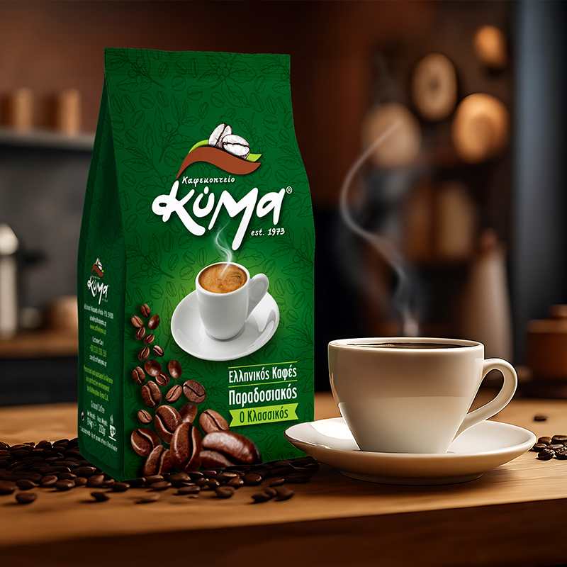 Kyma Greek coffee award-winning packaging design by ABC Design Communication blending tradition with modern premium aesthetics