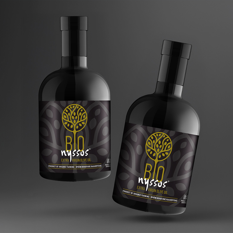 Nyssos olive oil branding and packaging by ABC Design Communication, inspired by Greek heritage and simplicity