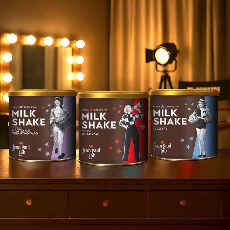 Jean Paul Lab Milk Shake award-winning packaging design by ABC Design Communication with retro-modern premium branding