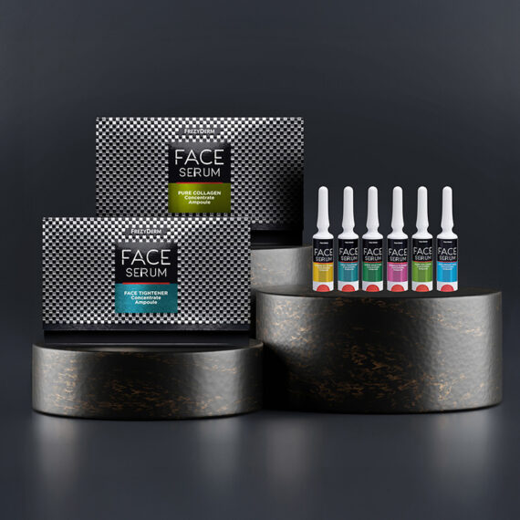 Award-winning premium clinical packaging design for Frezyderm Face Serum Ampoules Set by ABC Design Communication