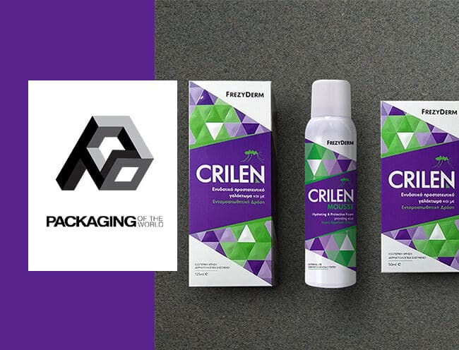 Purple tubes and boxes, Frezyderm Crilen insect repellent packaging design by ABC Design Communication, Packaging of the World