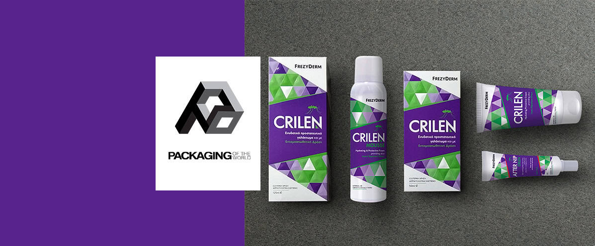 Purple tubes and boxes, Frezyderm Crilen insect repellent packaging design by ABC Design Communication, Packaging of the World