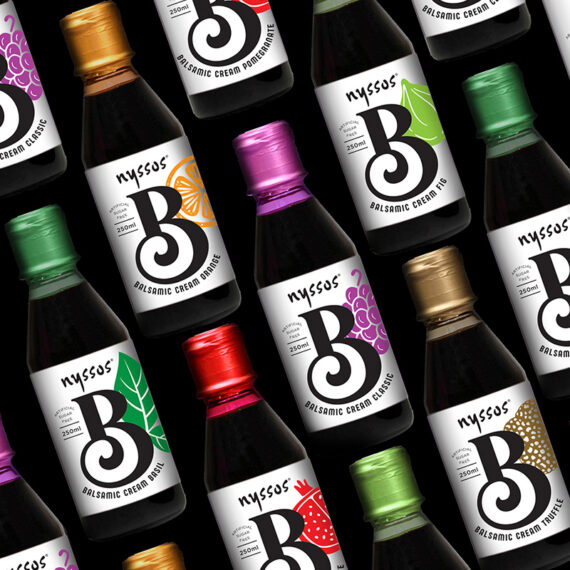 Award-winning Balsamic Creams packaging design by ABC Design Communication featuring bold typography and dynamic “B” visual