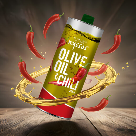 Nyssos flavored olive oils packaging design by ABC Design Communication, fresh and authentic