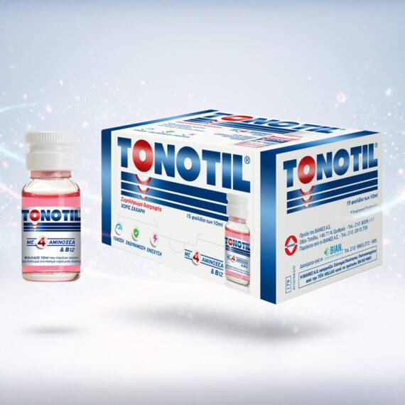 TONOTIL packaging redesign and rebranding by ABC Design Communication, highlighting energy and vitality