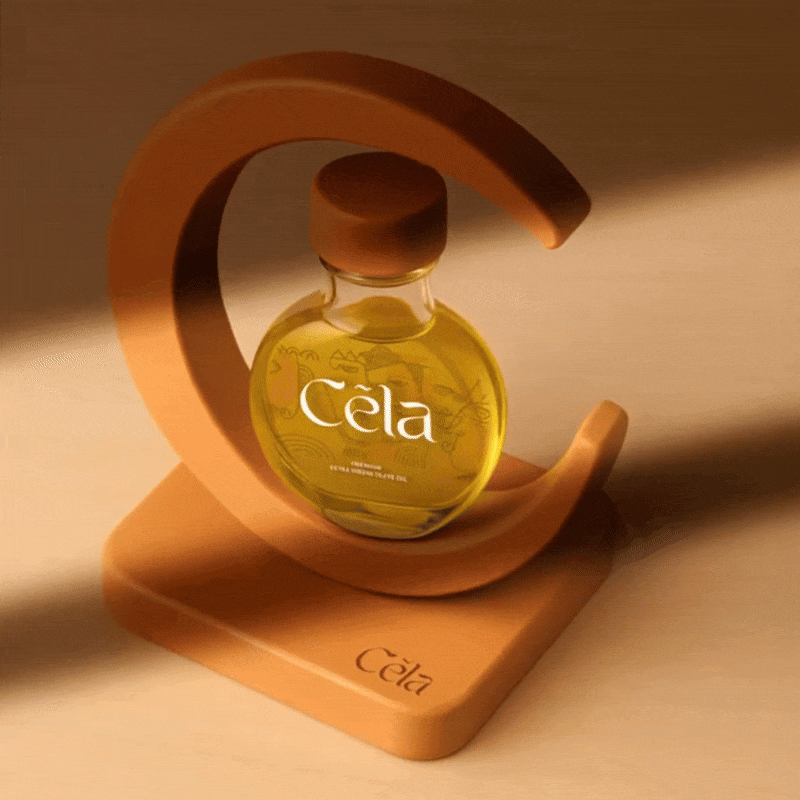 Award-winning premium olive oil bottle packaging design by CELA