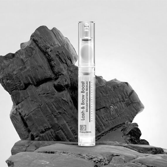 Frezyderm Lash & Brow eye area packaging design in white and silver